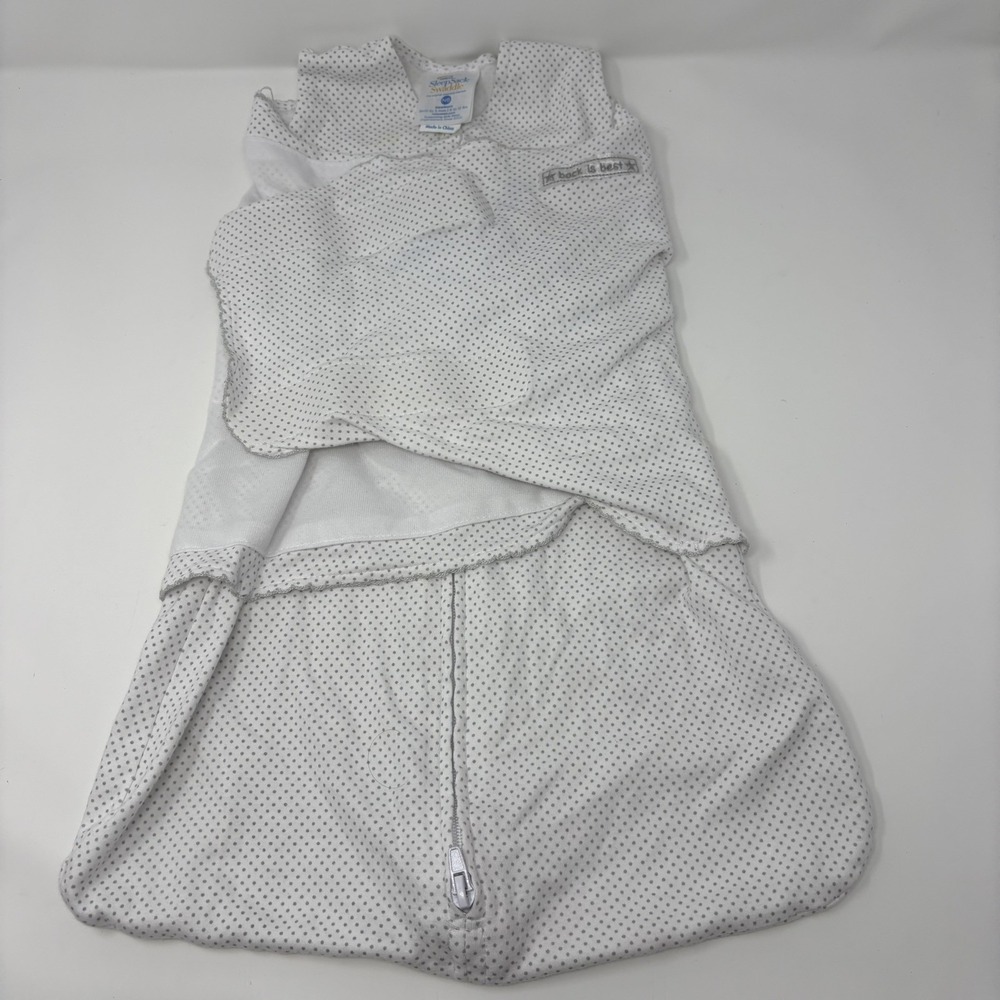 Halo Sleep Sack Newborn 0-3 Mos White / Gray Polka Dot Print Swaddle 100% Cotton
